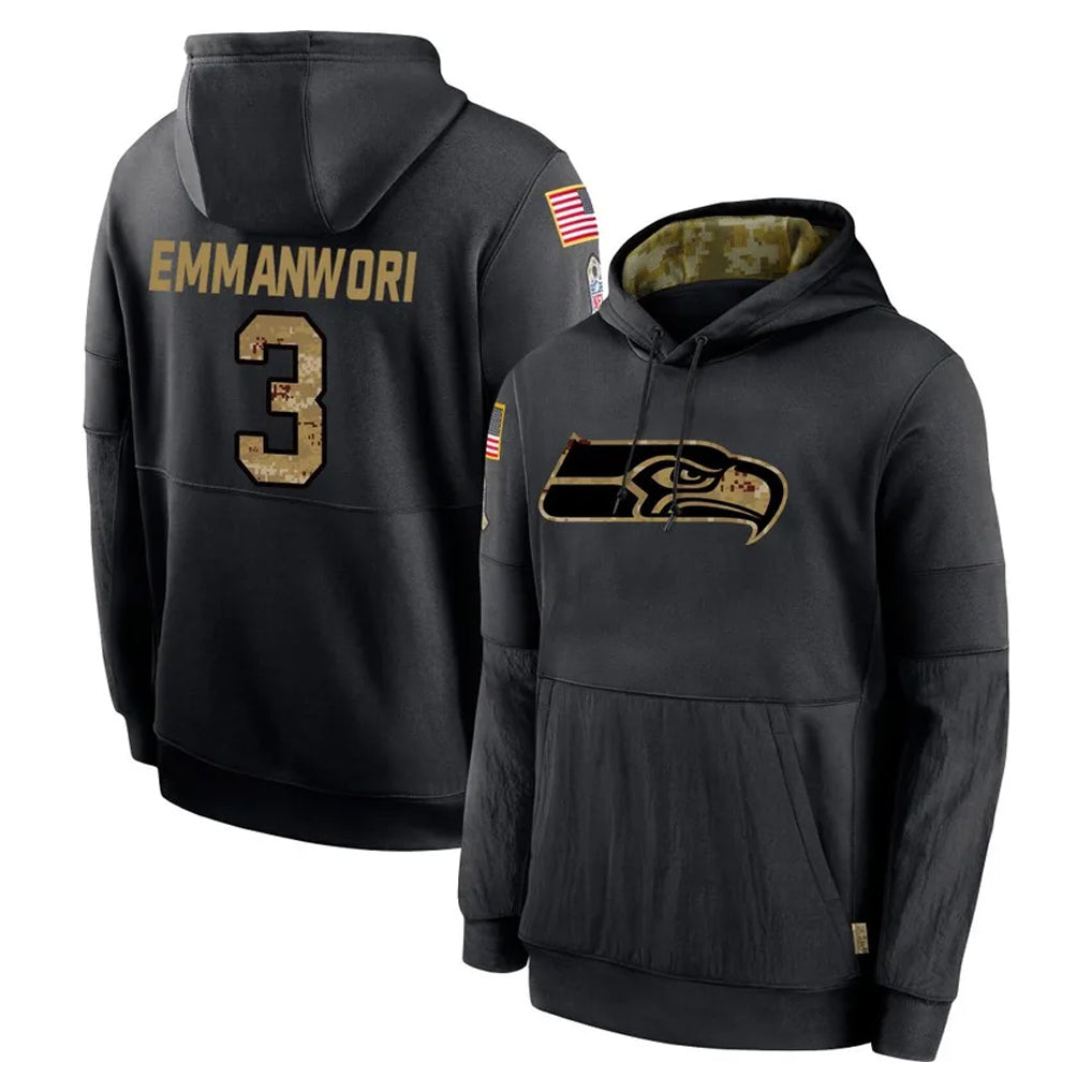 Rebec S.Seahawks #3 Nick Emmanwori Player Black Salute to Service Hoodies Limited Game Stitched Jerseys