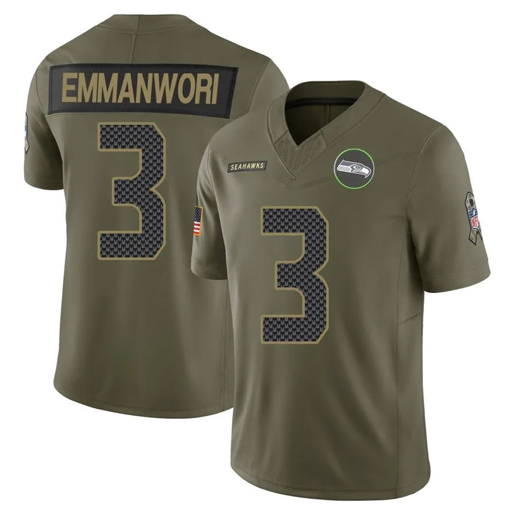 Rebec S.Seahawks #3 Nick Emmanwori Player Olive 2025 Salute To Service Limited Home Game Stitched Jerseys