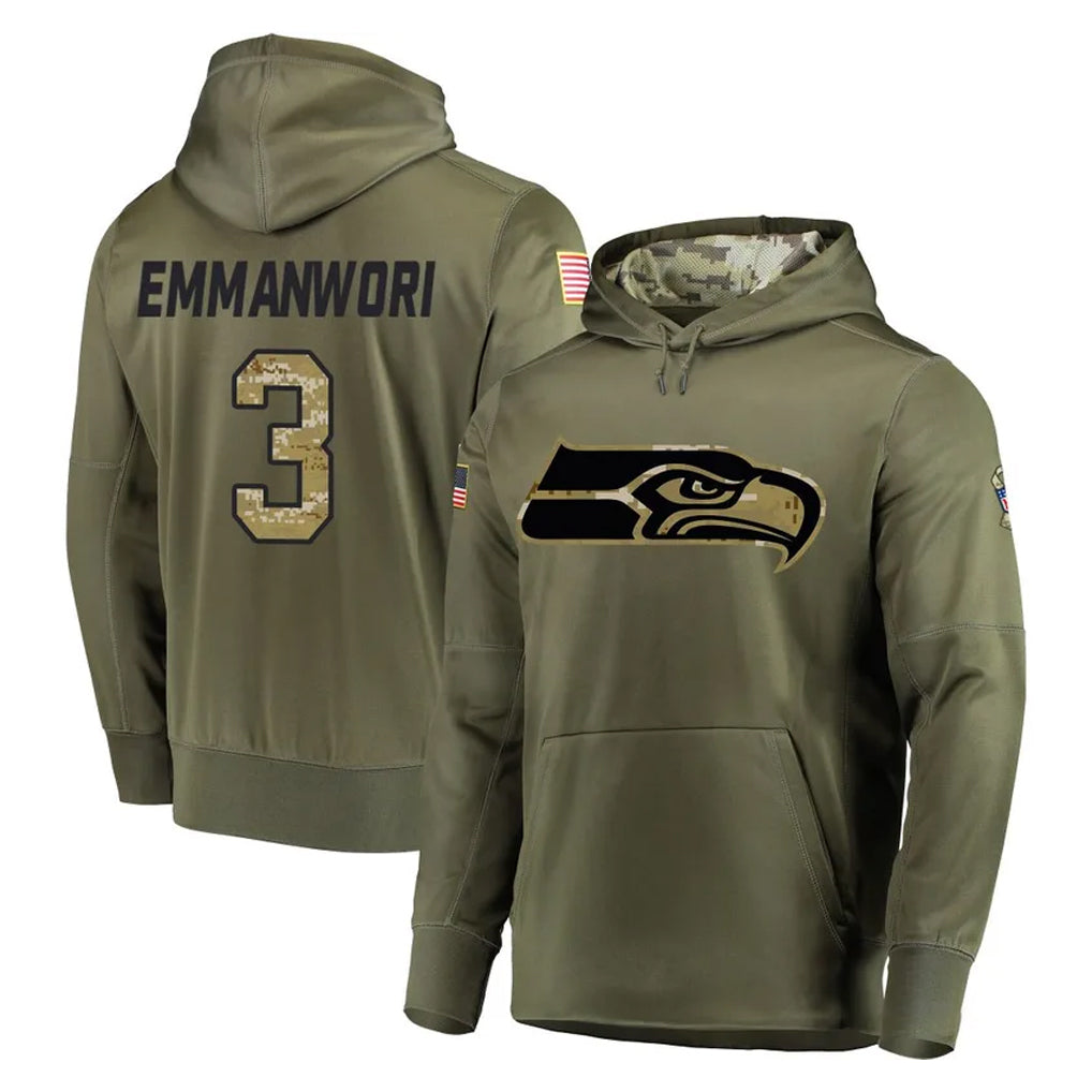 Rebec S.Seahawks #3 Nick Emmanwori Player Olive Salute to Service Pullover Hoodie Home Game Stitched Jerseys