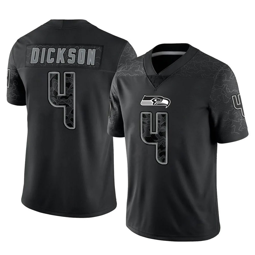 Rebec S.Seahawks #4 Michael Dickson Player Black Limited Reflective Home Game Stitched Jerseys