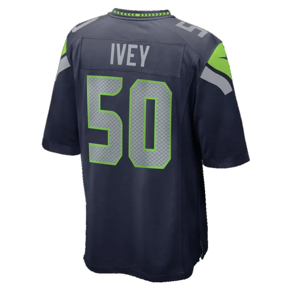 Rebec S.Seahawks #50 Jared Ivey College Navy Team Game Jersey