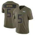 Rebec S.Seahawks #5 Jason Myers Player Olive 2025 Salute To Service Limited Home Game Stitched Jerseys