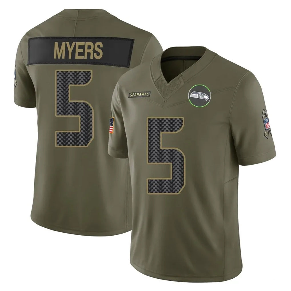 Rebec S.Seahawks #5 Jason Myers Player Olive 2025 Salute To Service Limited Home Game Stitched Jerseys