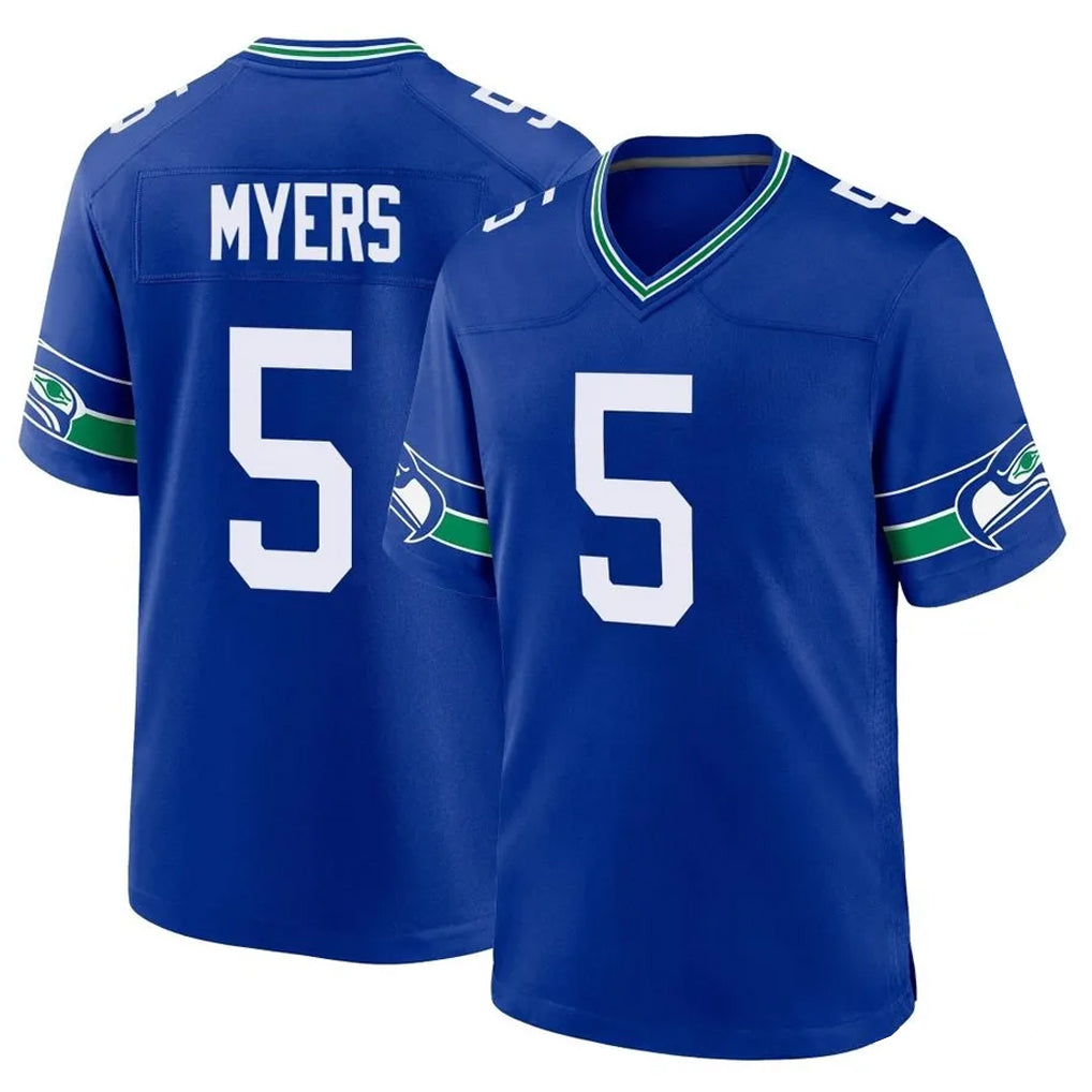 Rebec S.Seahawks #5 Jason Myers Player Royal Throwback Home Game Stitched Jerseys