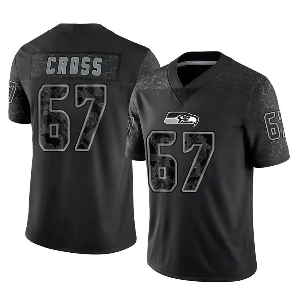 Rebec S.Seahawks #67 Charles Cross Player Black Limited Reflective Home Game Stitched Jerseys