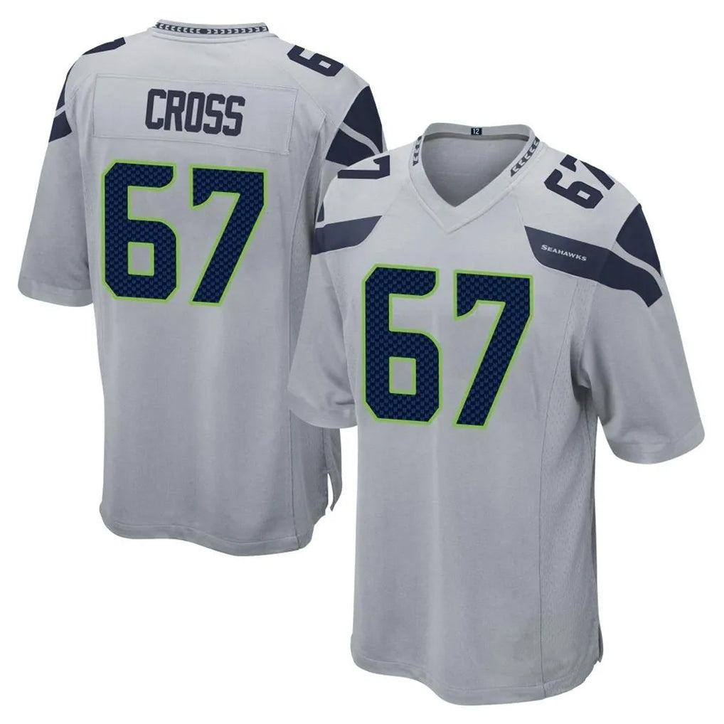 Rebec S.Seahawks #67 Charles Cross Player Gray Home Game Stitched Jerseys