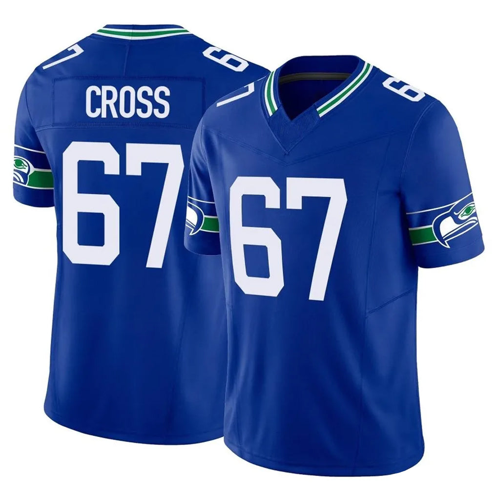 Rebec S.Seahawks #67 Charles Cross Player Royal Limited Throwback Vapor F.U.S.E. Home Game Stitched Jerseys