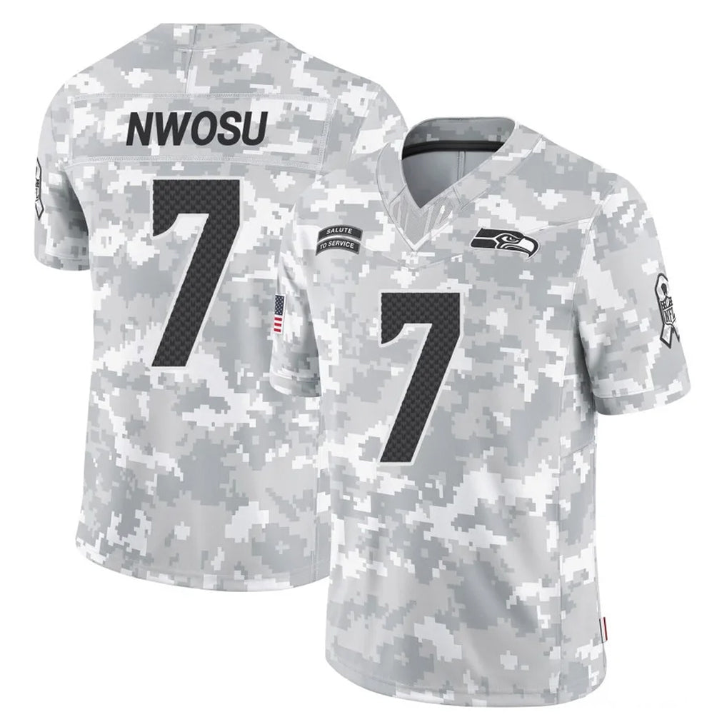 Rebec S.Seahawks #7 Uchenna Nwosu Player Arctic Camo Limited Salute To Service Home Game Stitched Jerseys