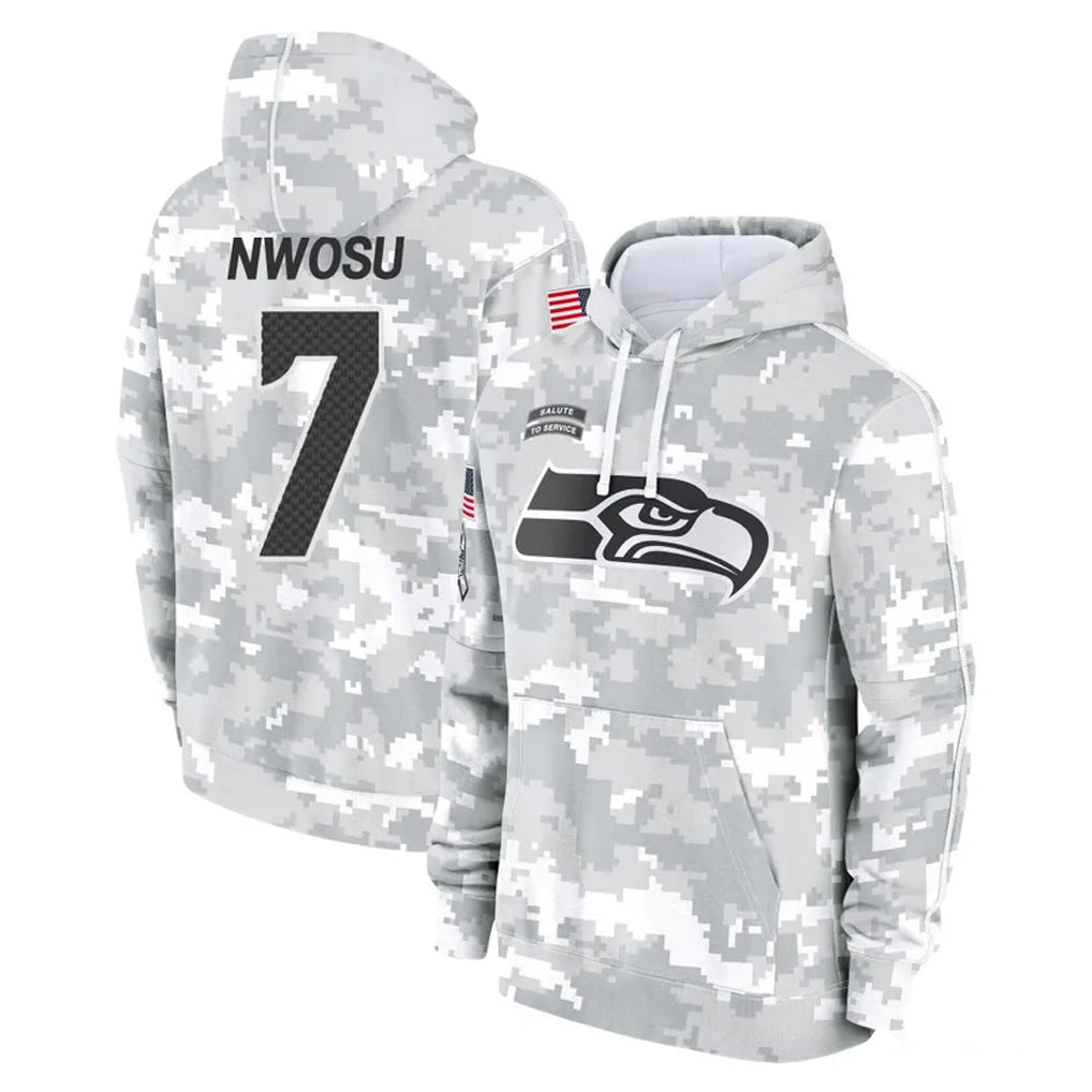 Rebec S.Seahawks #7 Uchenna Nwosu Player Arctic Camo Limited Salute to Service Pullover Hoodies Game Stitched Jerseys