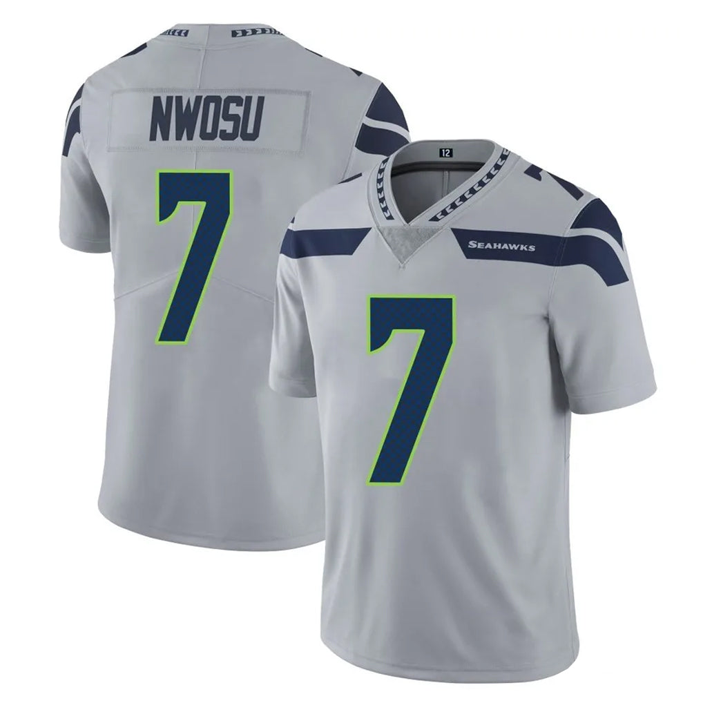 Rebec S.Seahawks #7 Uchenna Nwosu Player Gray Limited Vapor Untouchable Home Game Stitched Jerseys