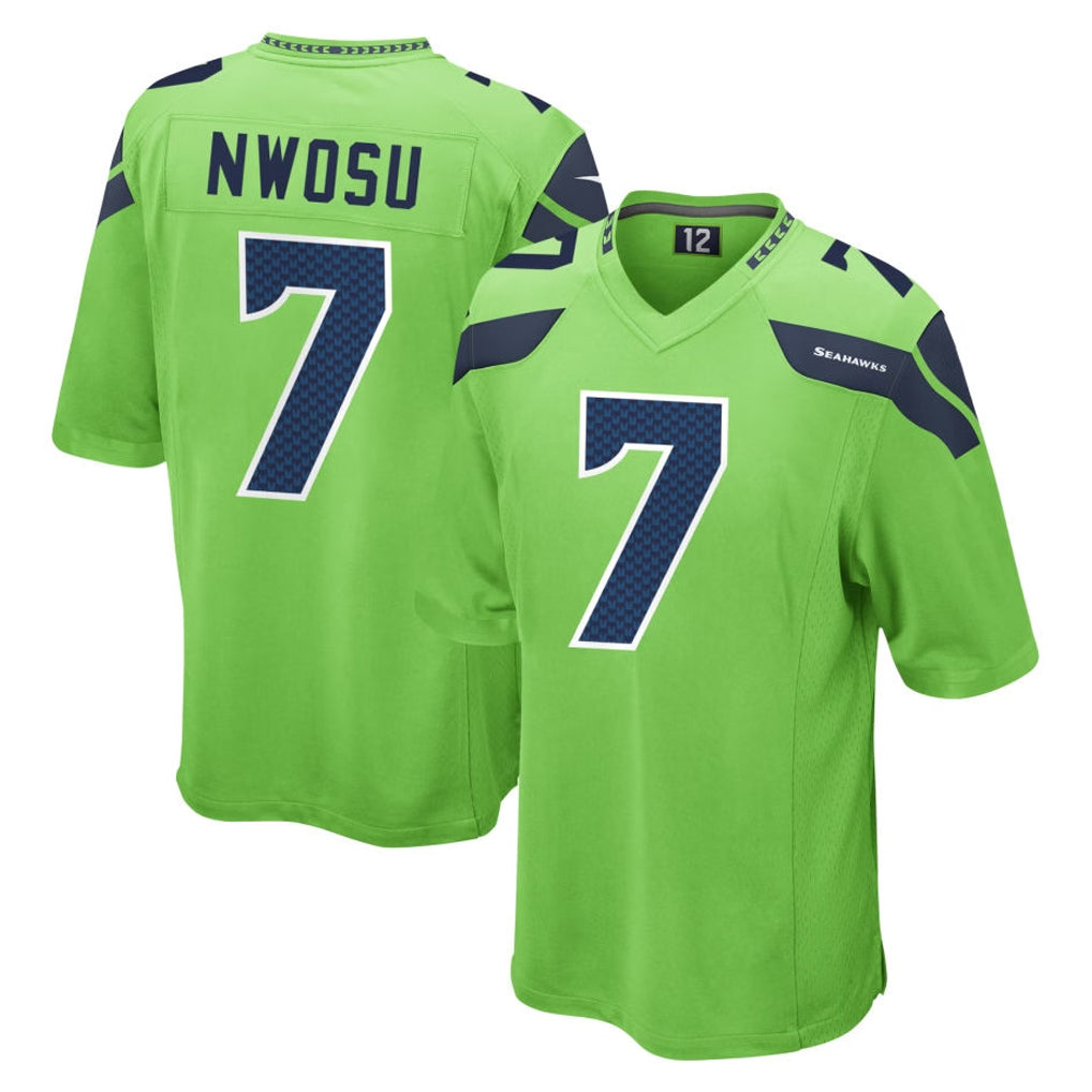 Rebec S.Seahawks #7 Uchenna Nwosu Player Green Home Game Stitched Jerseys