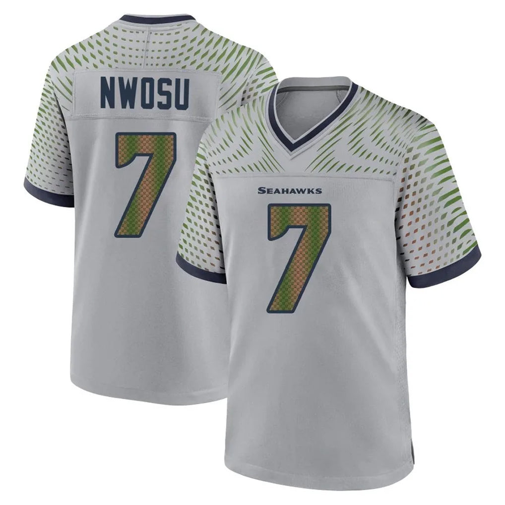 Rebec S.Seahawks #7 Uchenna Nwosu Player Grey 2025 Rivalries Collection Home Game Stitched Jerseys