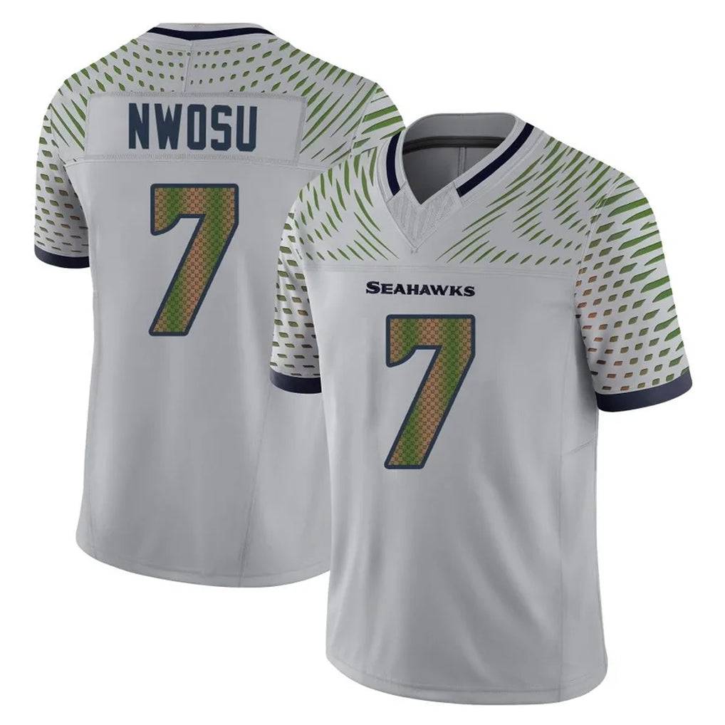 Rebec S.Seahawks #7 Uchenna Nwosu Player Grey Limited 2025 Rivalries Collection Home Game Stitched Jerseys