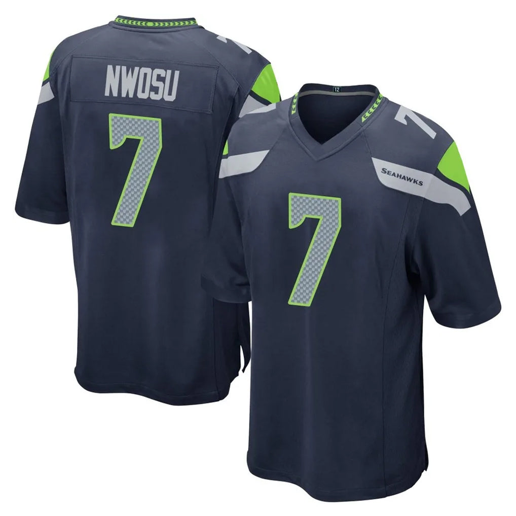 Rebec S.Seahawks #7 Uchenna Nwosu Player Navy Home Game Stitched Jerseys