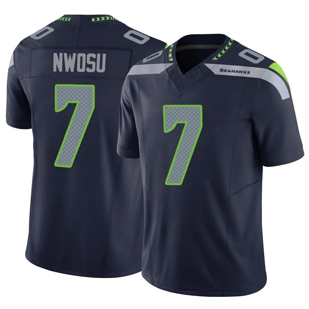 Rebec S.Seahawks #7 Uchenna Nwosu Player Navy Limited Vapor F.U.S.E. Home Game Stitched Jerseys