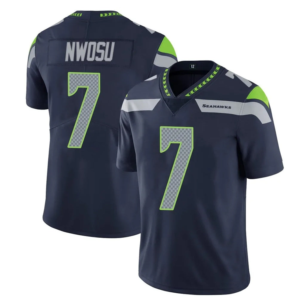 Rebec S.Seahawks #7 Uchenna Nwosu Player Navy Limited Vapor Untouchable Home Game Stitched Jerseys