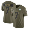 Rebec S.Seahawks #7 Uchenna Nwosu Player Olive 2025 Salute To Service Limited Home Game Stitched Jerseys