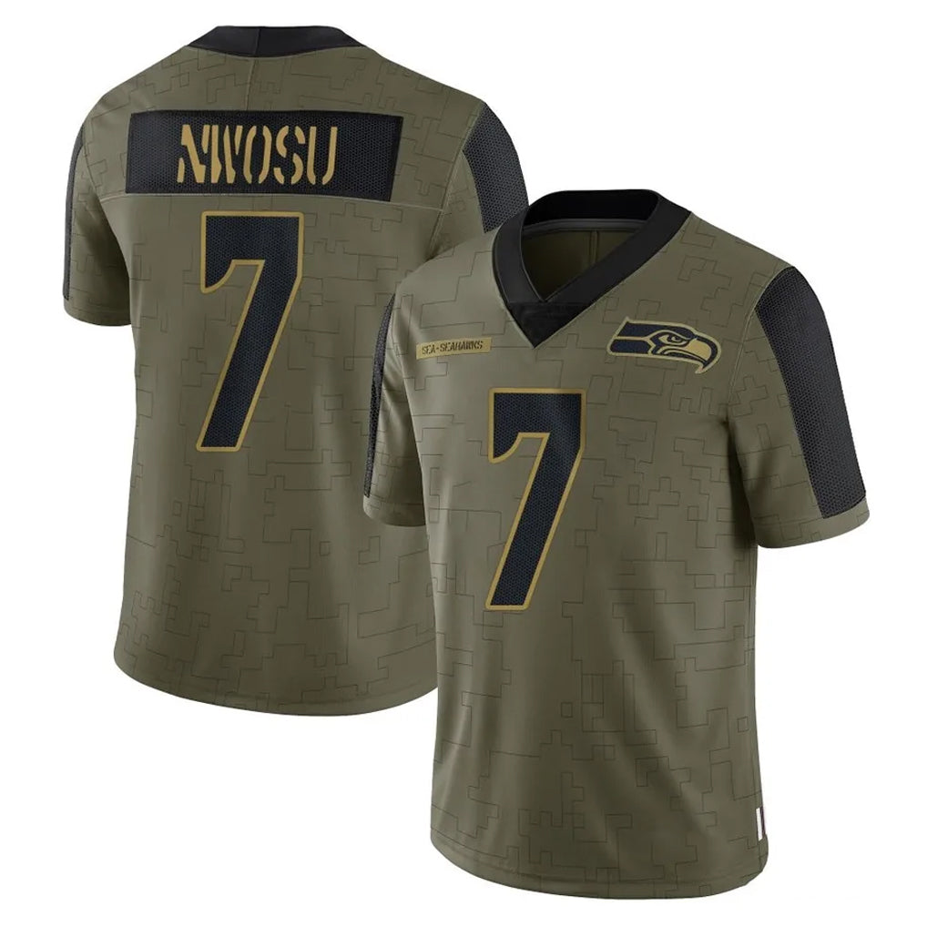 Rebec S.Seahawks #7 Uchenna Nwosu Player Olive Salute To Service Limited Game Stitched Jerseys