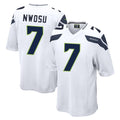 Rebec S.Seahawks #7 Uchenna Nwosu Player White Home Game Stitched Jerseys