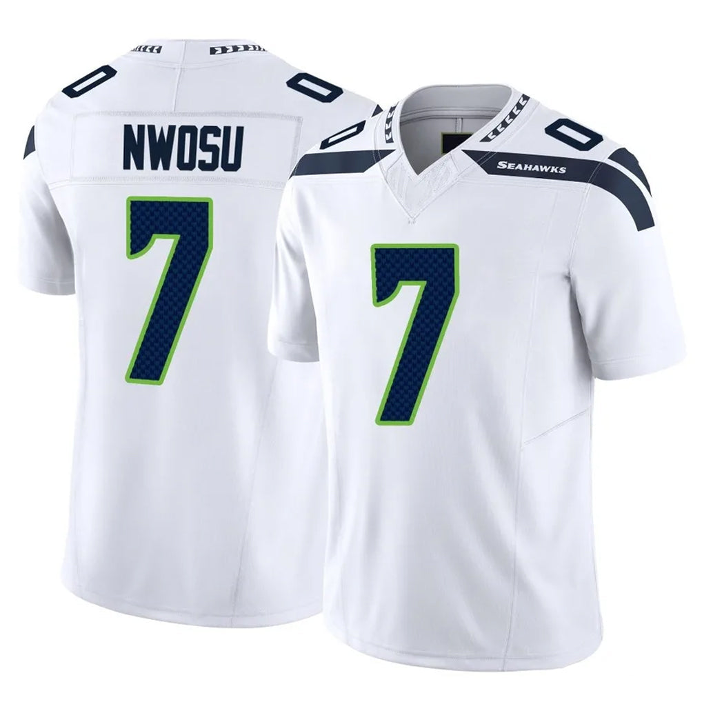 Rebec S.Seahawks #7 Uchenna Nwosu Player White Limited Vapor F.U.S.E. Home Game Stitched Jerseys