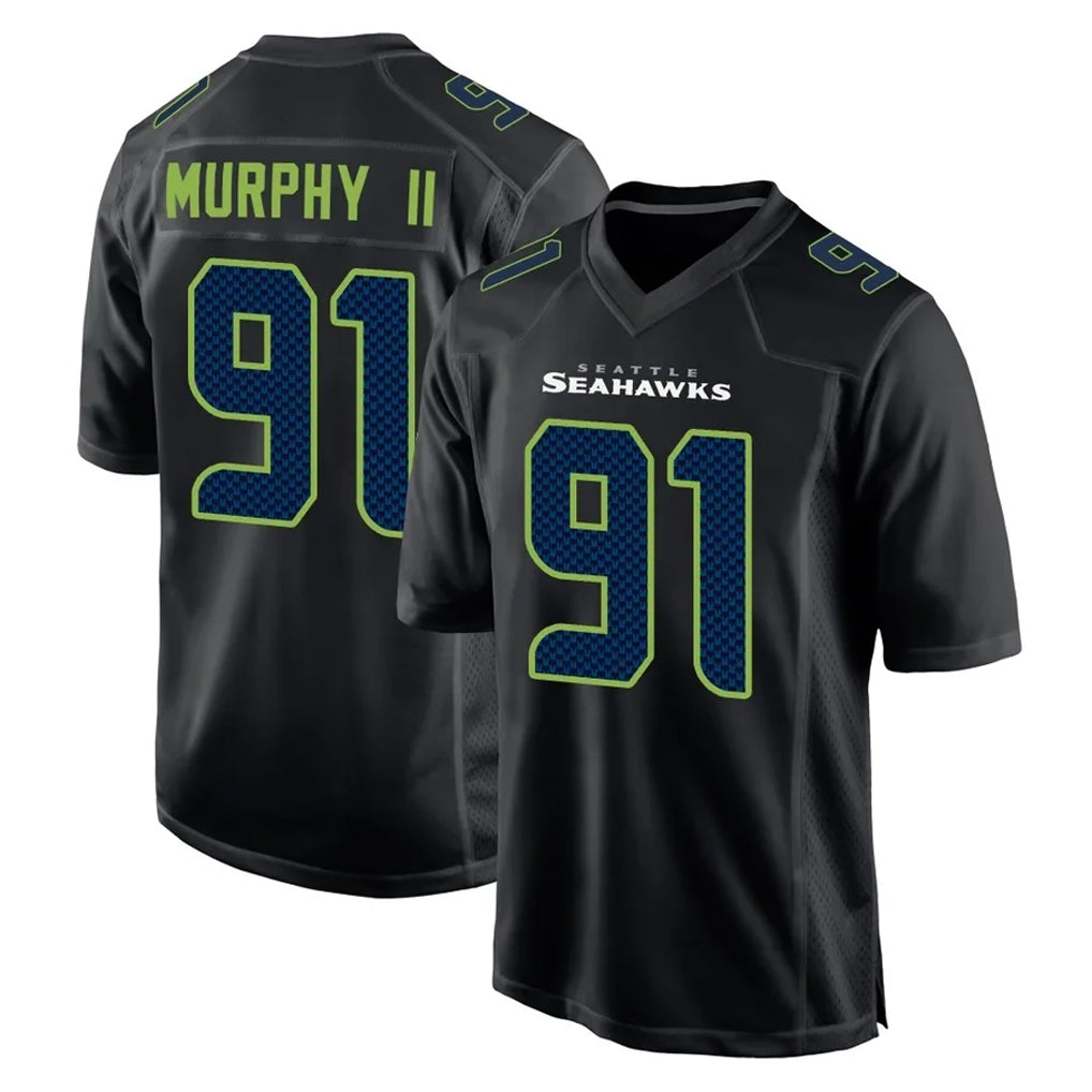 Rebec S.Seahawks #91 Byron Murphy II Player Black Limited Fashion Home Game Stitched Jerseys