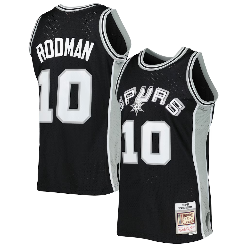 Rebec SA.Spurs #10 Dennis Rodman Mitchell & Ness Black 199394 Hardwood Classics Swingman Jerseys