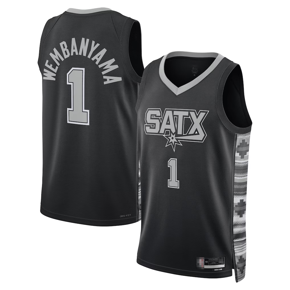 Rebec SA.Spurs #1 Victor Wembanyama Black Swingman Jerseys - Statement Edition