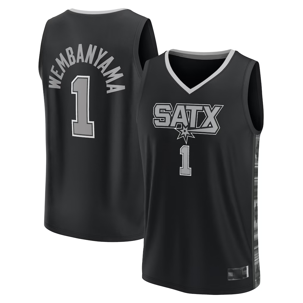 Rebec SA.Spurs #1 Victor Wembanyama Fanatics Black Fast Break Player Jerseys - Statement Edition