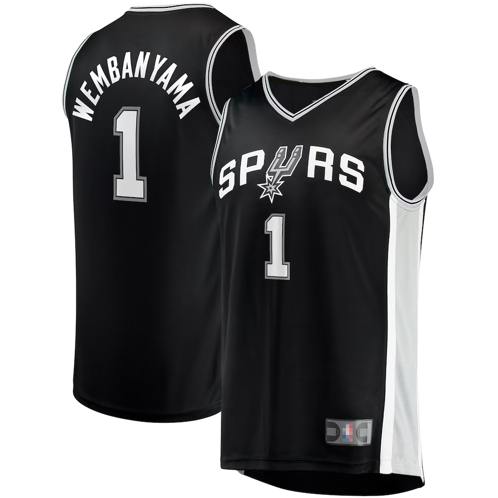 Rebec SA.Spurs #1 Victor Wembanyama Fanatics Black Fast Break Replica Jerseys - Icon Edition