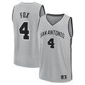 Rebec SA.Spurs #4 De'Aaron Fox Fanatics Silver Fast Break Jerseys - Statement Edition