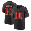 Rebec SF.49ers #10 Mac Jones Player Black Rivalries Collection Home Game Stitched Jerseys