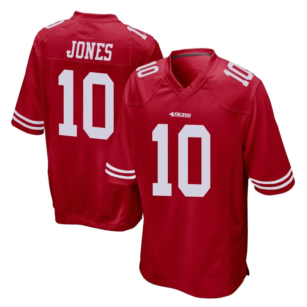 Rebec SF.49ers #10 Mac Jones Player Red Home Game Stitched Jerseys