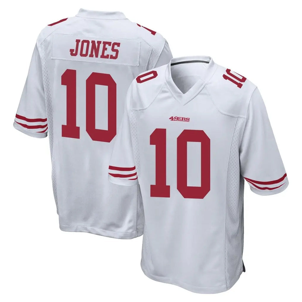 Rebec SF.49ers #10 Mac Jones Player White Home Game Stitched Jerseys