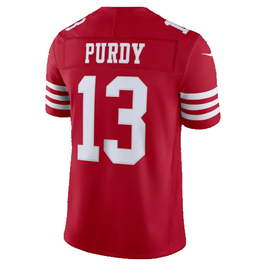 SF.49ers #13 Brock Purdy Scarlet Rebec Team Vapor F.U.S.E. Stitched Limited Stitched Jerseys