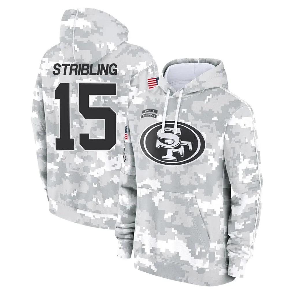 Rebec SF.49ers #15 De'Zhaun Stribling Player Arctic Camo Limited Salute to Service Pullover Hoodies Game Stitched Jerseys
