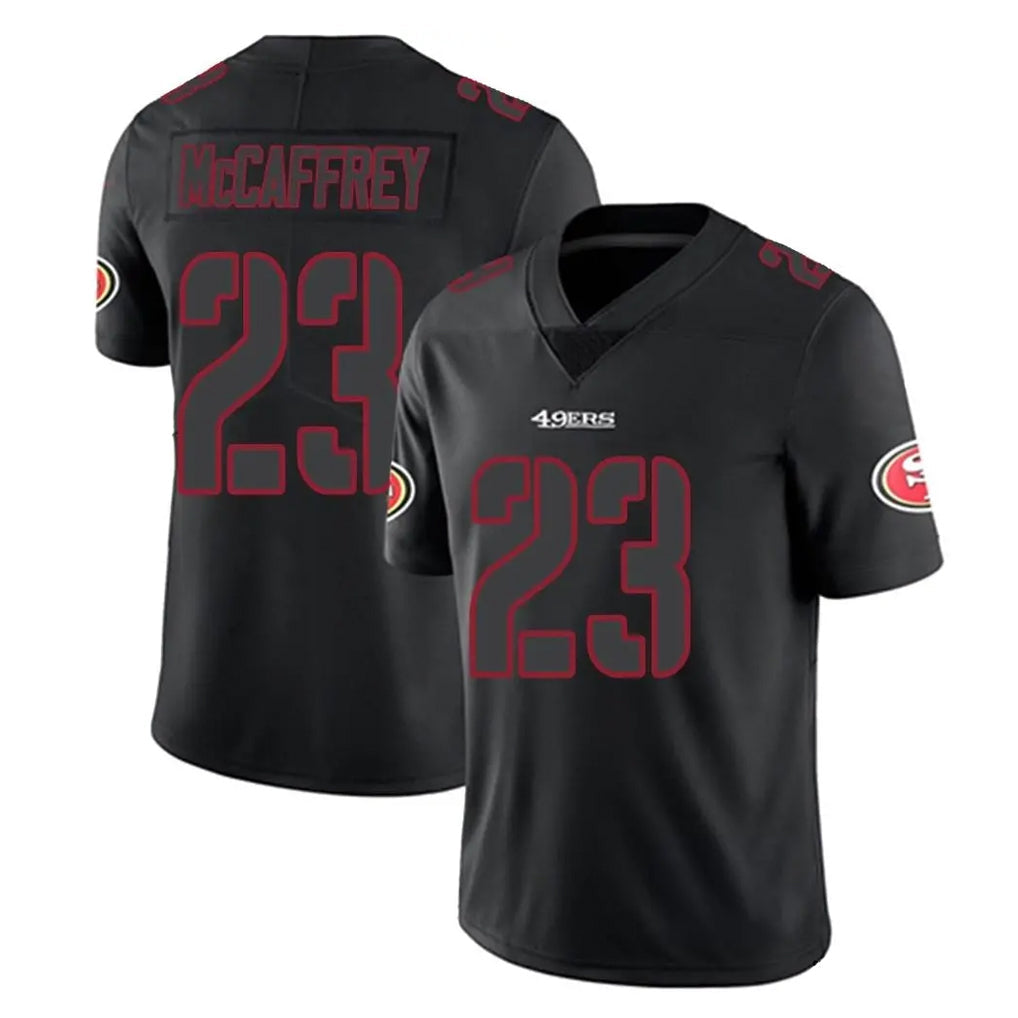 Rebec SF.49ers #23 Christian McCaffrey Player Black Impact Limited Home Game Stitched Jerseys