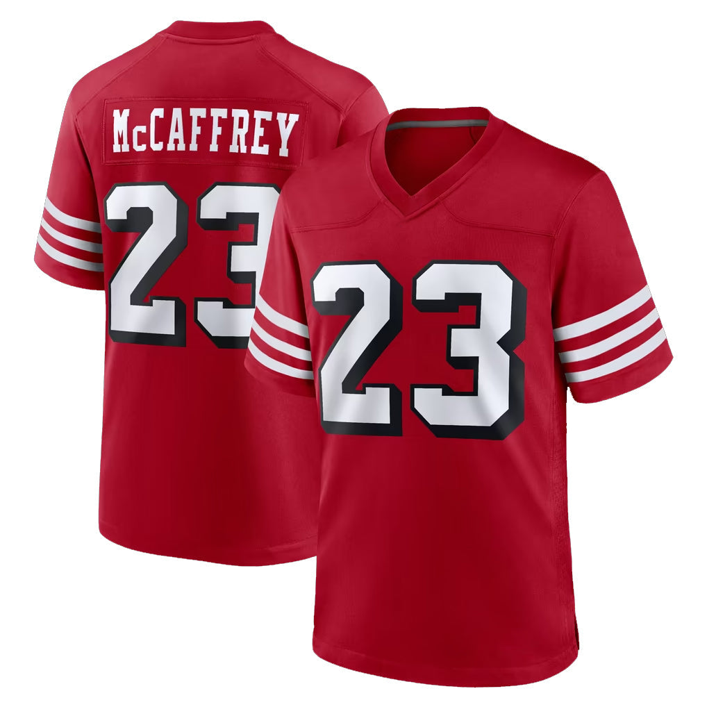 Rebec SF.49ers #23 Christian McCaffrey Player Red Limited Alternate Home Game Stitched Jerseys