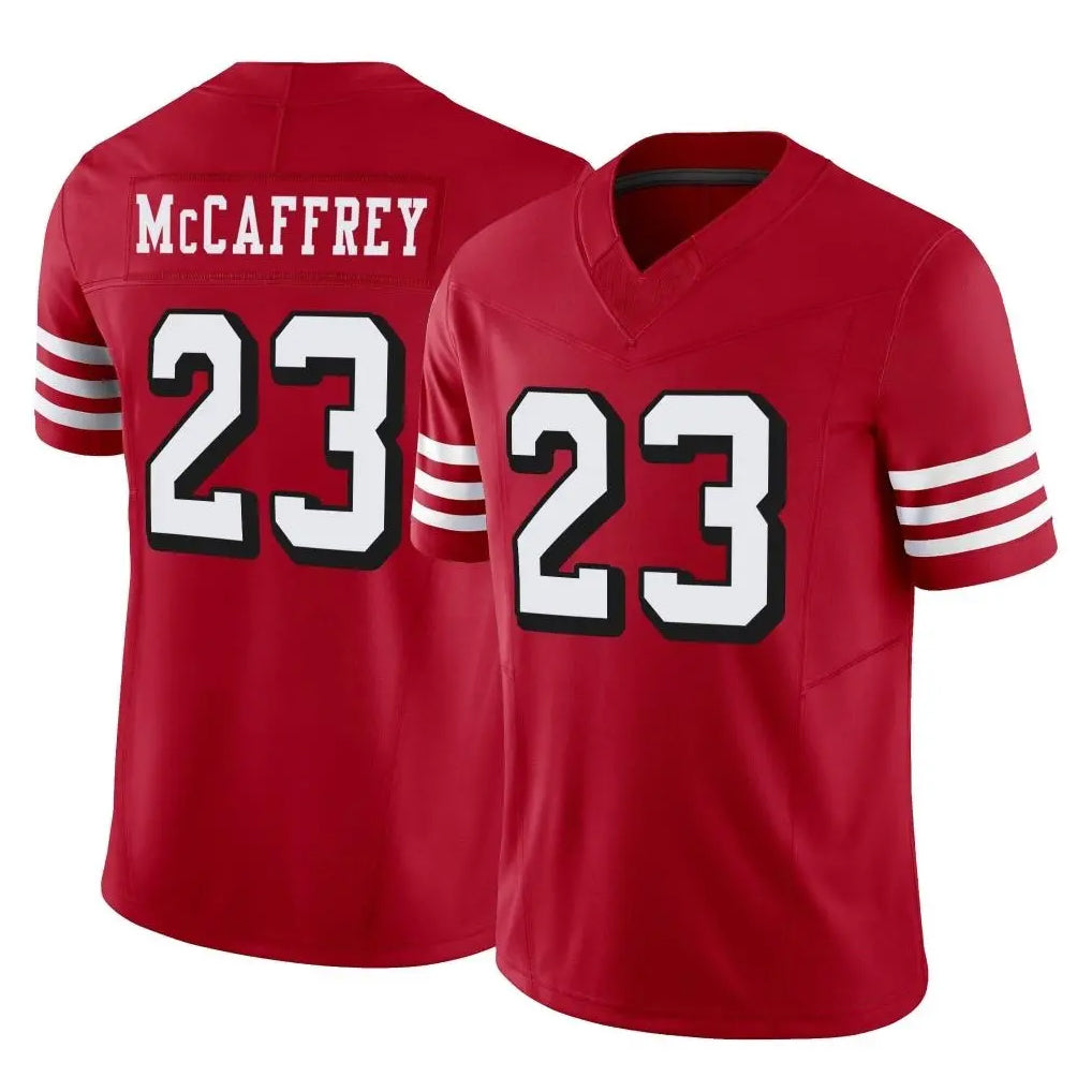 Rebec SF.49ers #23 Christian McCaffrey Player Red Limited Alternate Vapor F.U.S.E. Home Game Stitched Jerseys