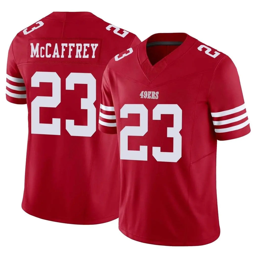Rebec SF.49ers #23 Christian McCaffrey Player Red Limited Vapor F.U.S.E. Home Game Stitched Jerseys