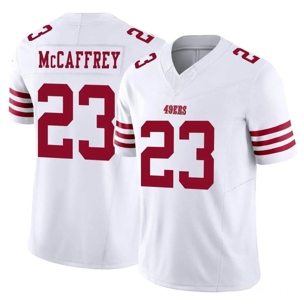 Rebec SF.49ers #23 Christian McCaffrey Player White Limited Vapor F.U.S.E. Home Game Stitched Jerseys
