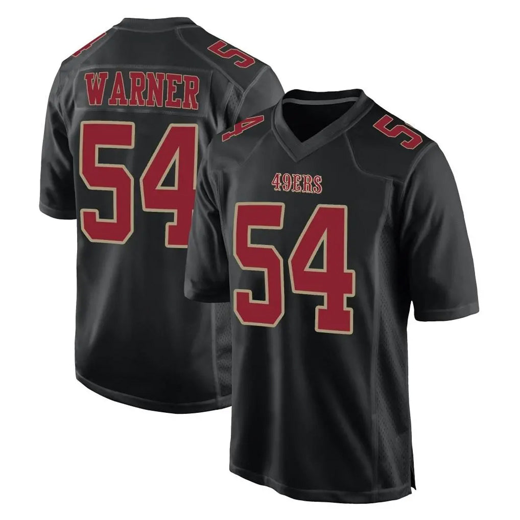 Rebec SF.49ers #54 Fred Warner Player Black Fashion Home Game Stitched Jerseys