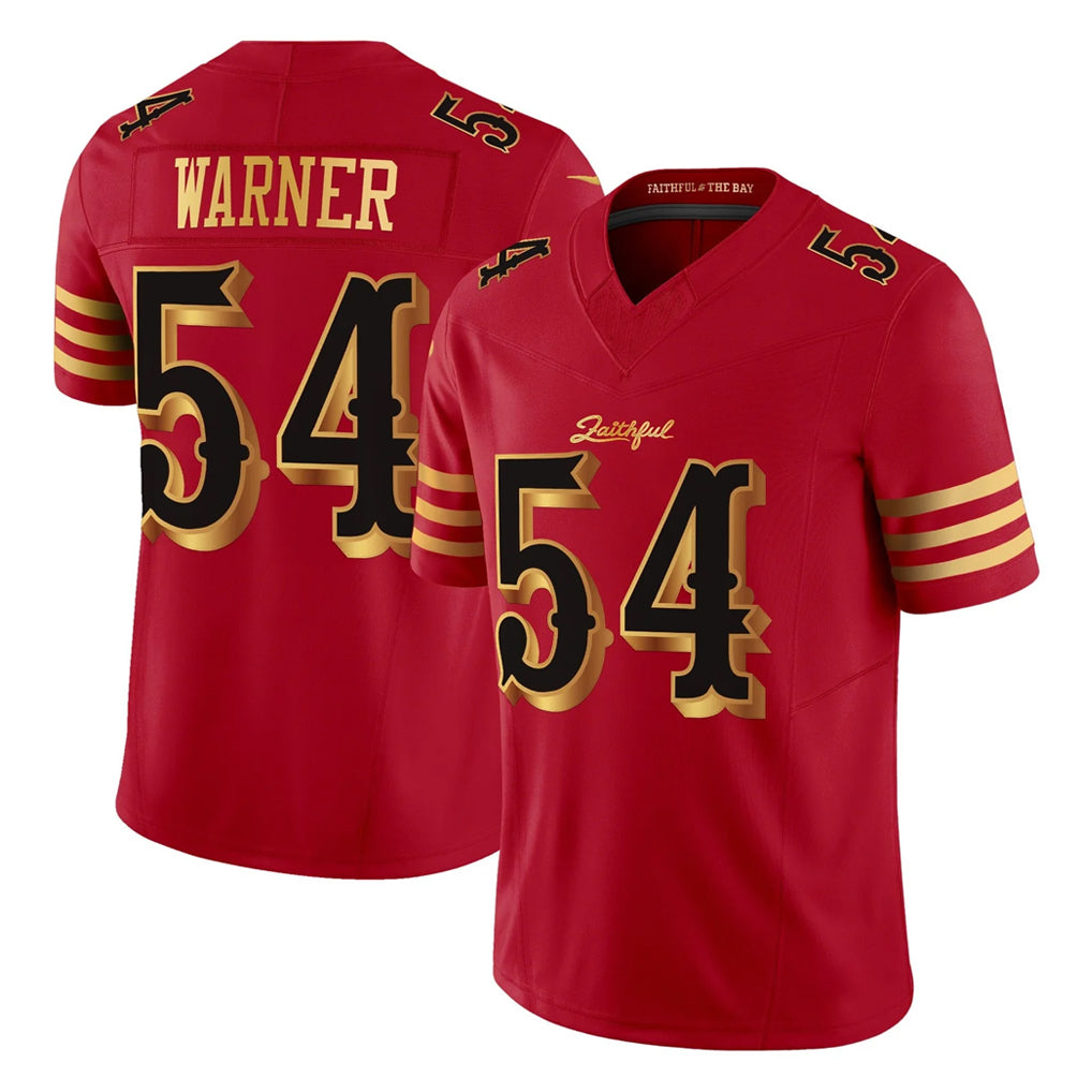 Rebec SF.49ers #54 Fred Warner Player Red Rivalries Vapor Limited Home Game Stitched Jerseys