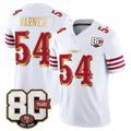 Rebec SF.49ers #54 Fred Warner White Gold 80th Anniversary Patch Rivalries F.U.S.E. Vapor Limited Football Stitched Jersey