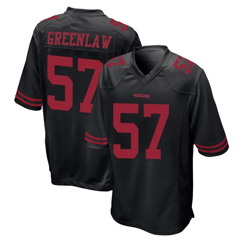 Rebec SF.49ers #57 Dre Greenlaw Player Black Alternate Home Game Stitched Jerseys