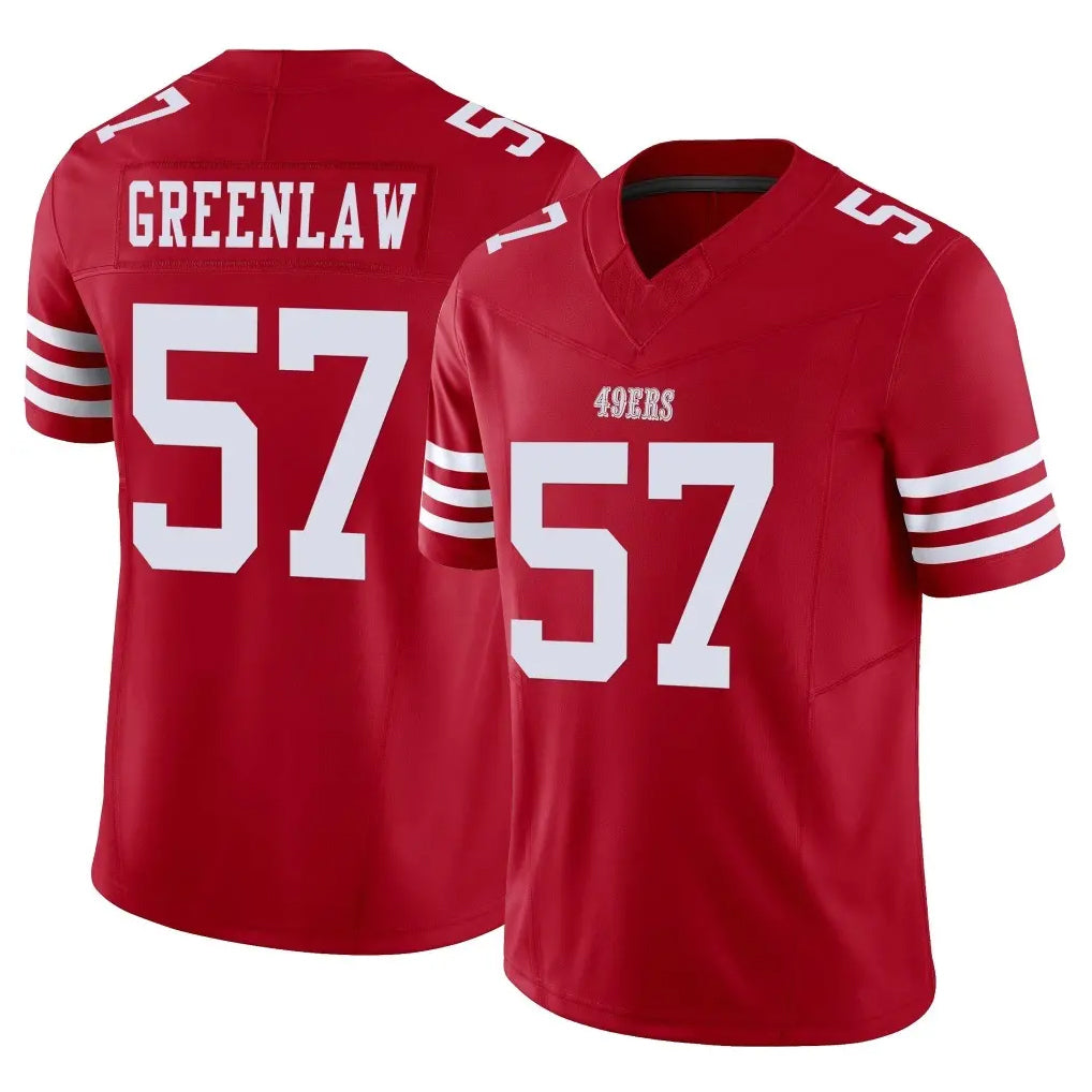 Rebec SF.49ers #57 Dre Greenlaw Player Red Limited Vapor F.U.S.E. Home Game Stitched Jerseys