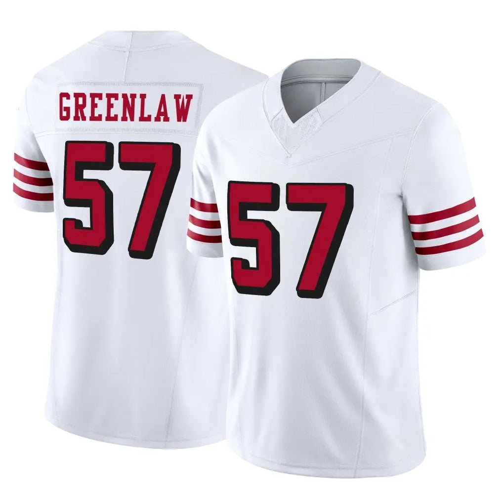 Rebec SF.49ers #57 Dre Greenlaw Player White Limited Alternate Vapor F.U.S.E. Home Game Stitched Jerseys