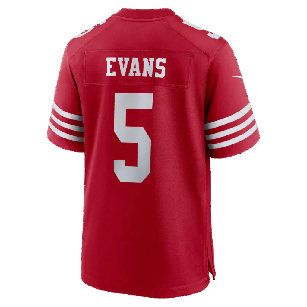 SF.49ers #5 Mike Evans Rebec Scarlet 80th Anniversary Game Stitched Jerseys