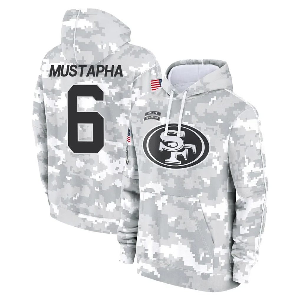 Rebec SF.49ers #6 Malik Mustapha Player Arctic Camo Limited Salute to Service Pullover Hoodies Game Stitched Jerseys