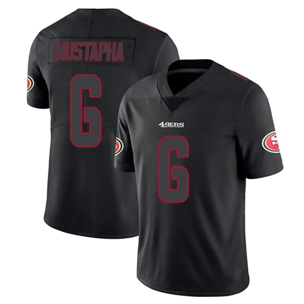Rebec SF.49ers #6 Malik Mustapha Player Black Impact Limited Home Game Stitched Jerseys