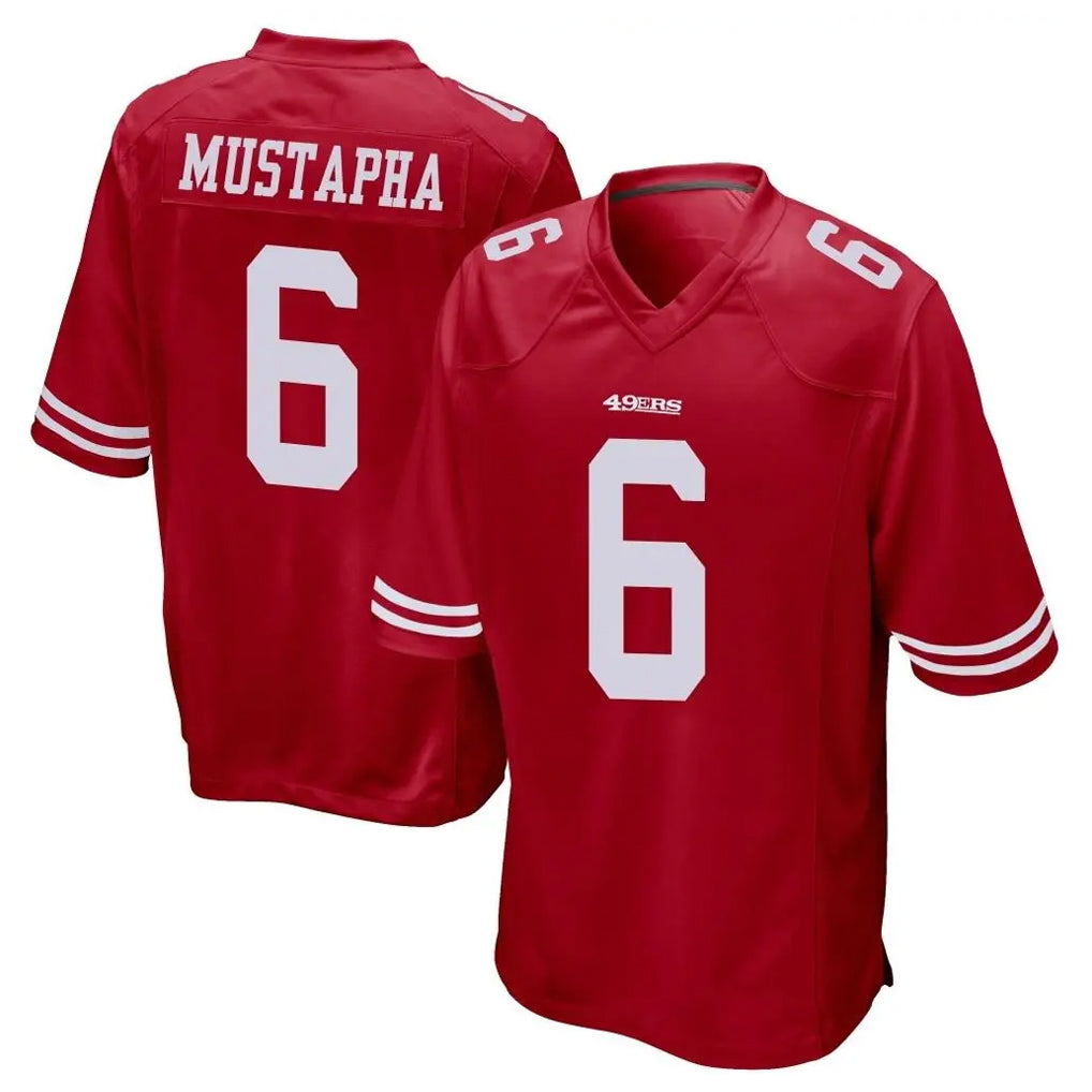 Rebec SF.49ers #6 Malik Mustapha Player Red Home Game Stitched Jerseys